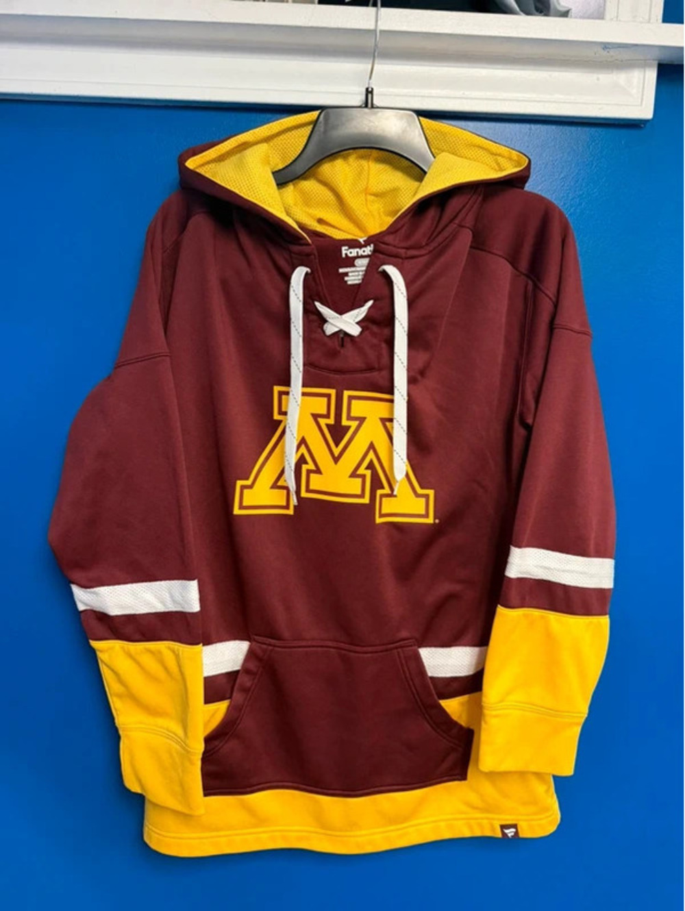 Fanatics Minnesota Golden Gophers Hockey Lace Up Hoodie Mens M